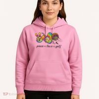 Peace Love Golf Rainbow Gift Hoodie thumb 5