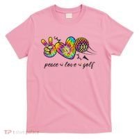 Peace Love Golf Rainbow Gift T-Shirt thumb 0