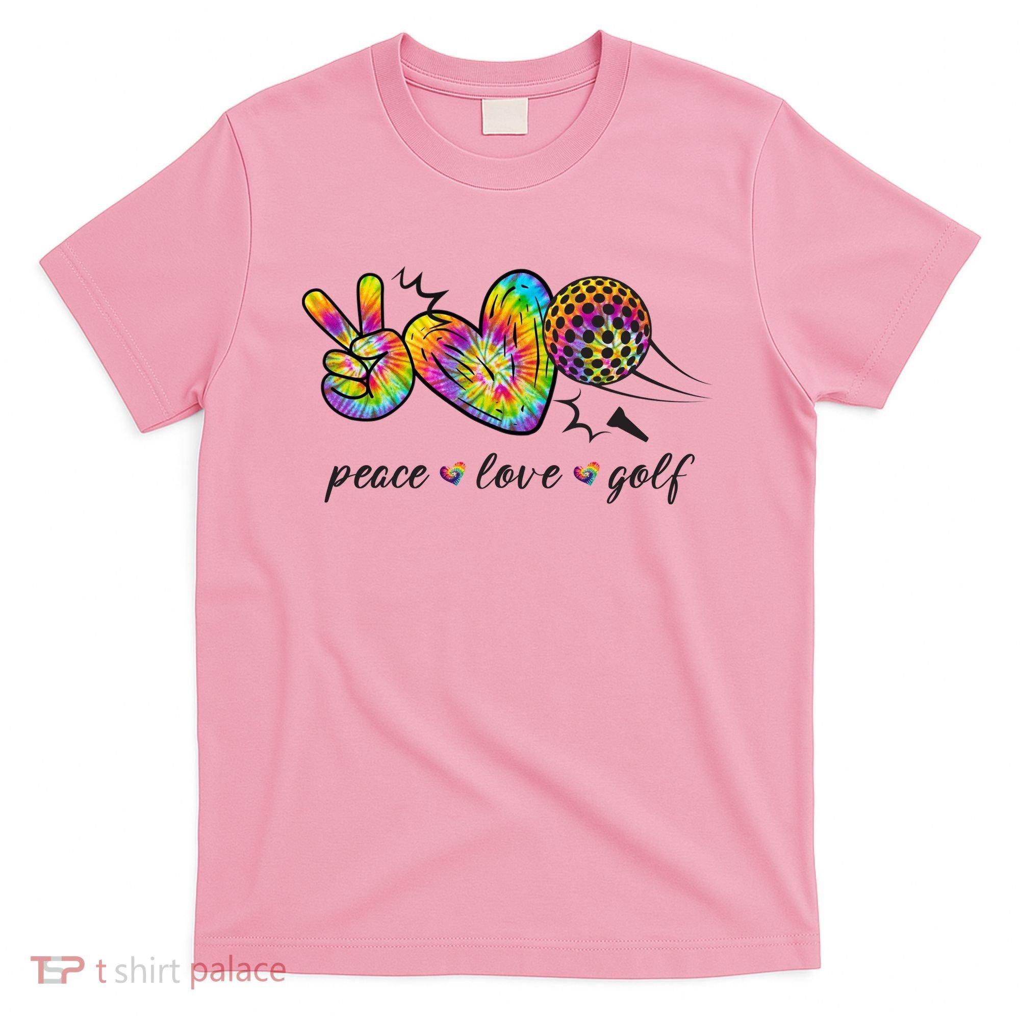 Peace Love Golf Rainbow Gift T-Shirt