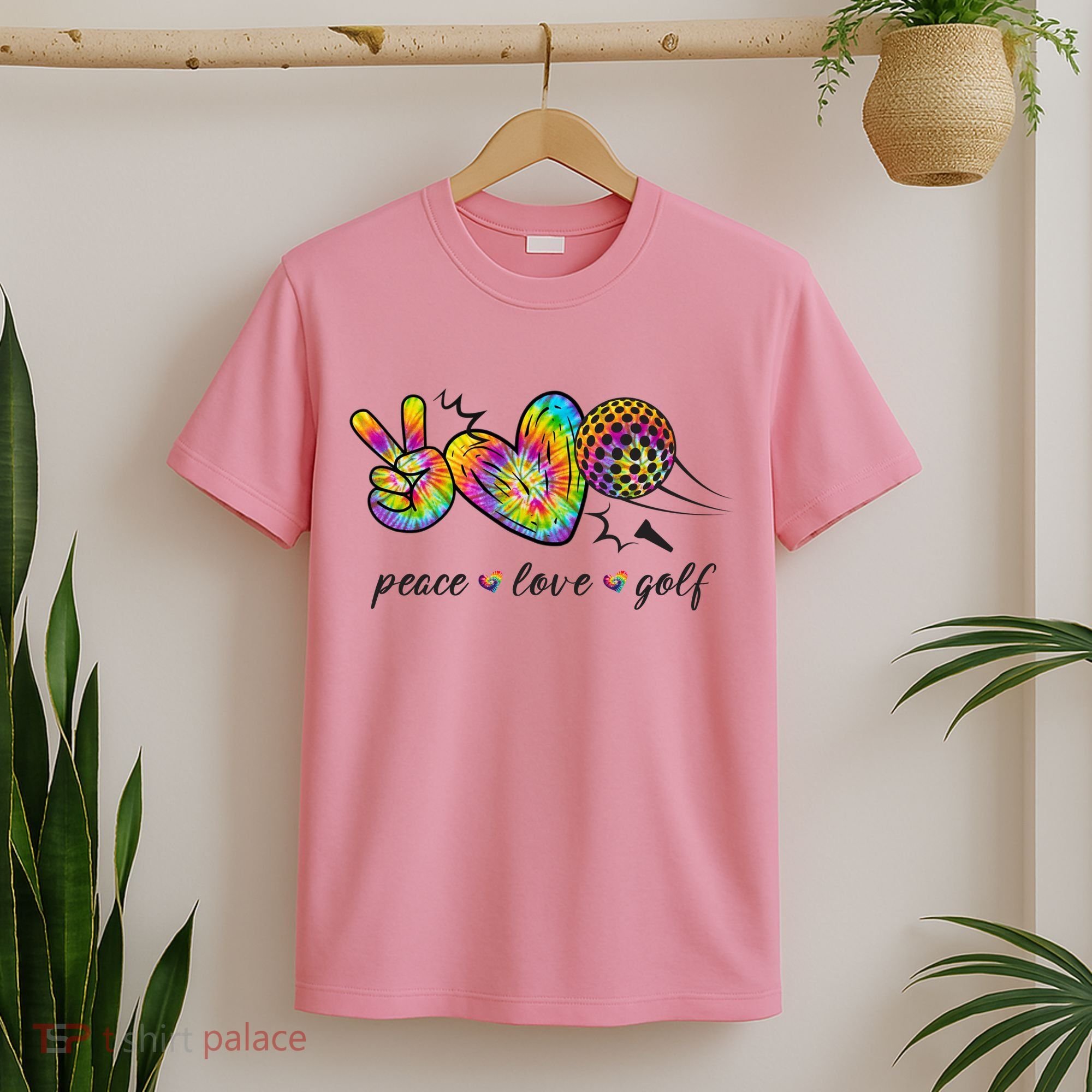 Peace Love Golf Rainbow Gift T-Shirt