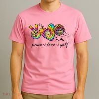 Peace Love Golf Rainbow Gift T-Shirt thumb 3