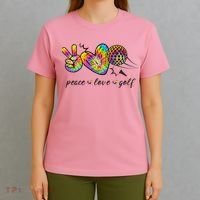 Peace Love Golf Rainbow Gift T-Shirt thumb 4