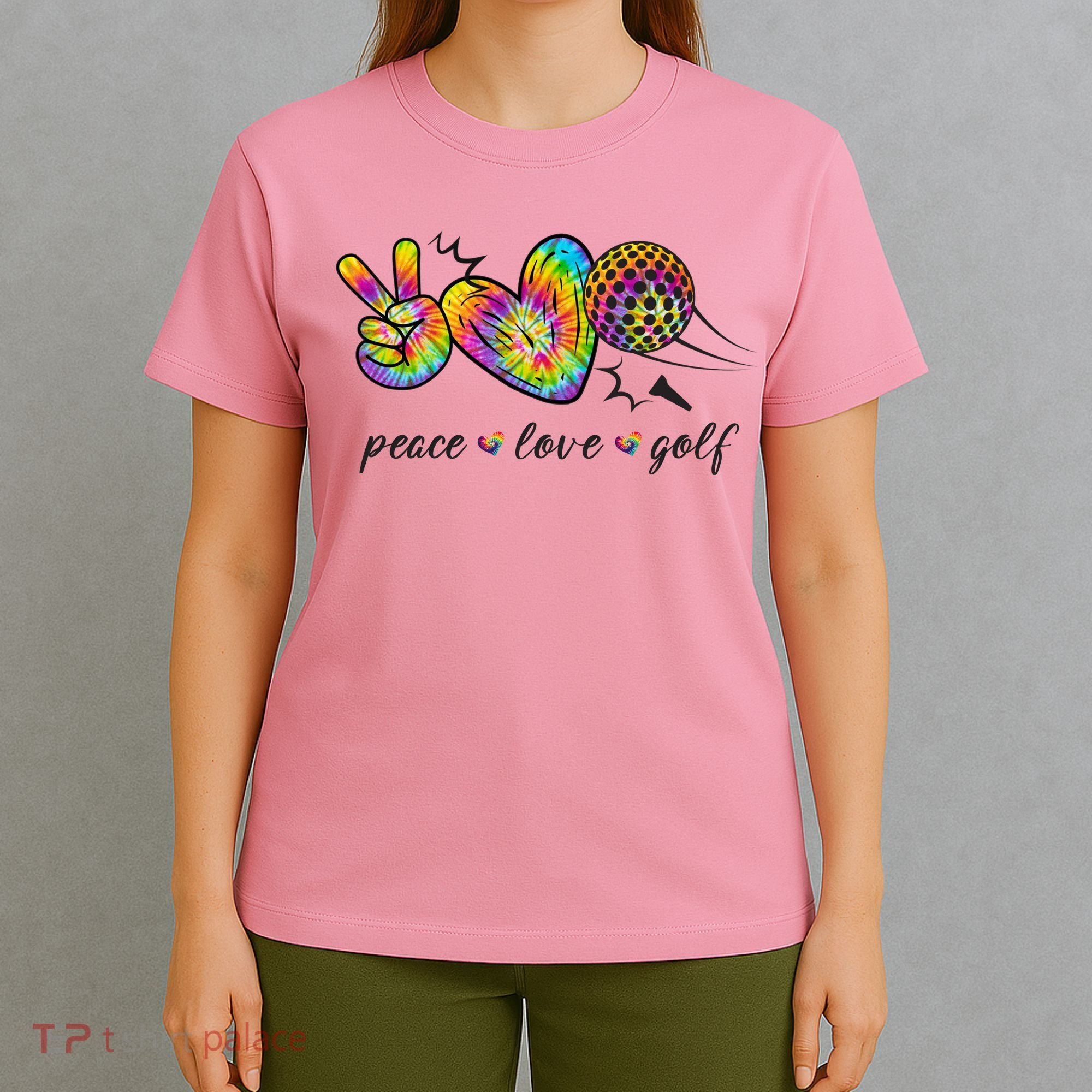Peace Love Golf Rainbow Gift T-Shirt