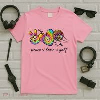 Peace Love Golf Rainbow Gift T-Shirt thumb 5