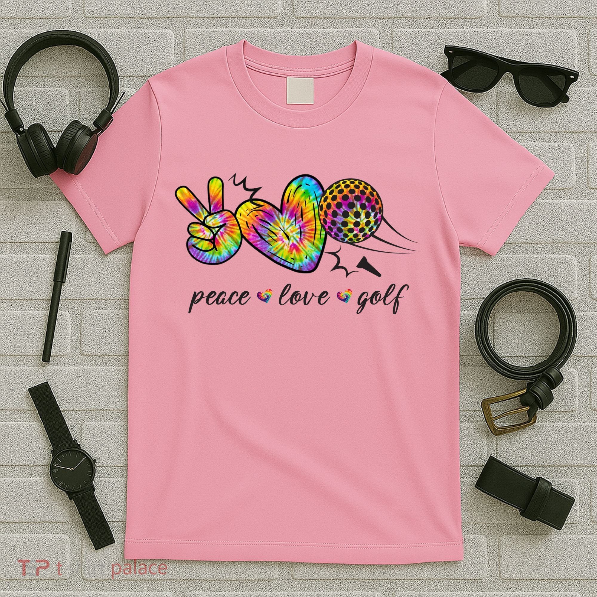 Peace Love Golf Rainbow Gift T-Shirt