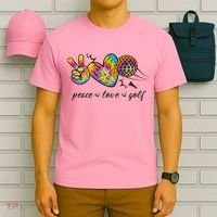 Peace Love Golf Rainbow Gift T-Shirt thumb 6
