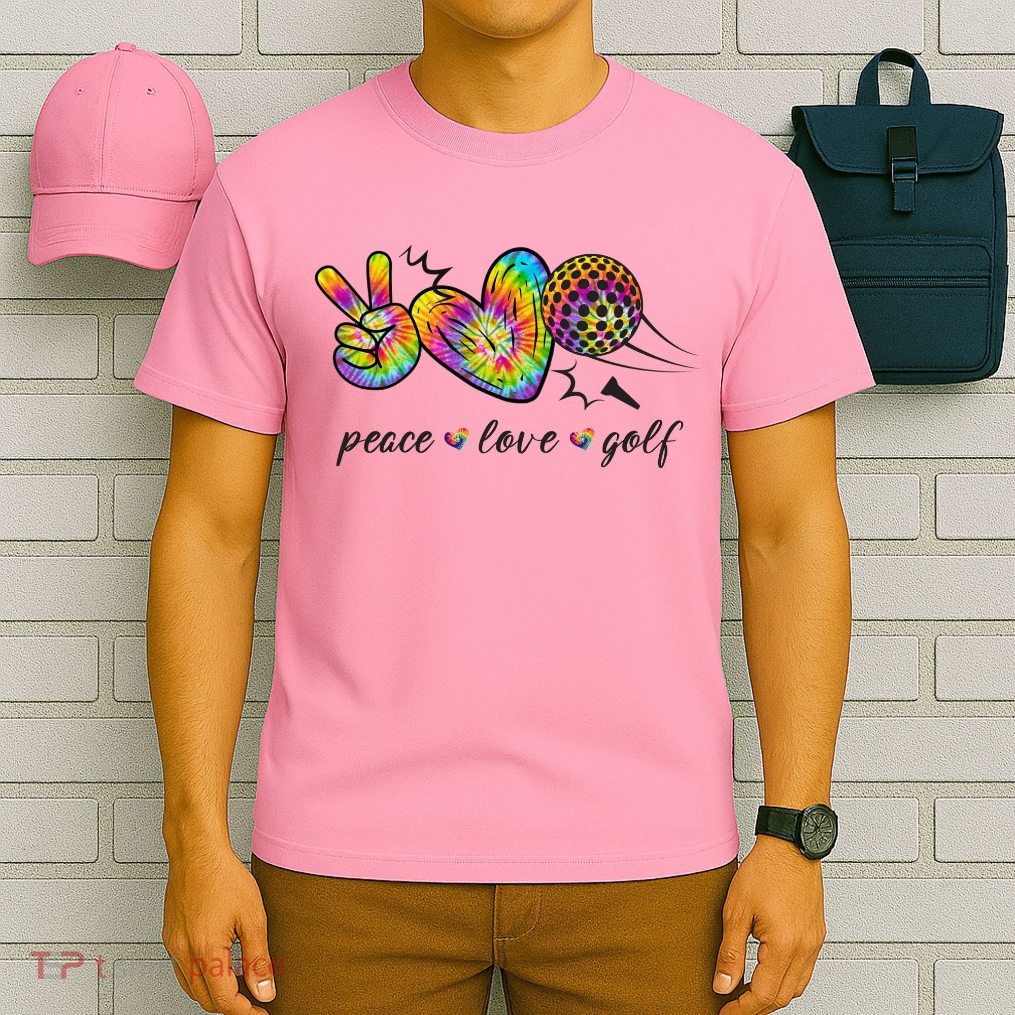 Peace Love Golf Rainbow Gift T-Shirt
