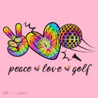 Peace Love Golf Rainbow Gift T-Shirt thumb 7