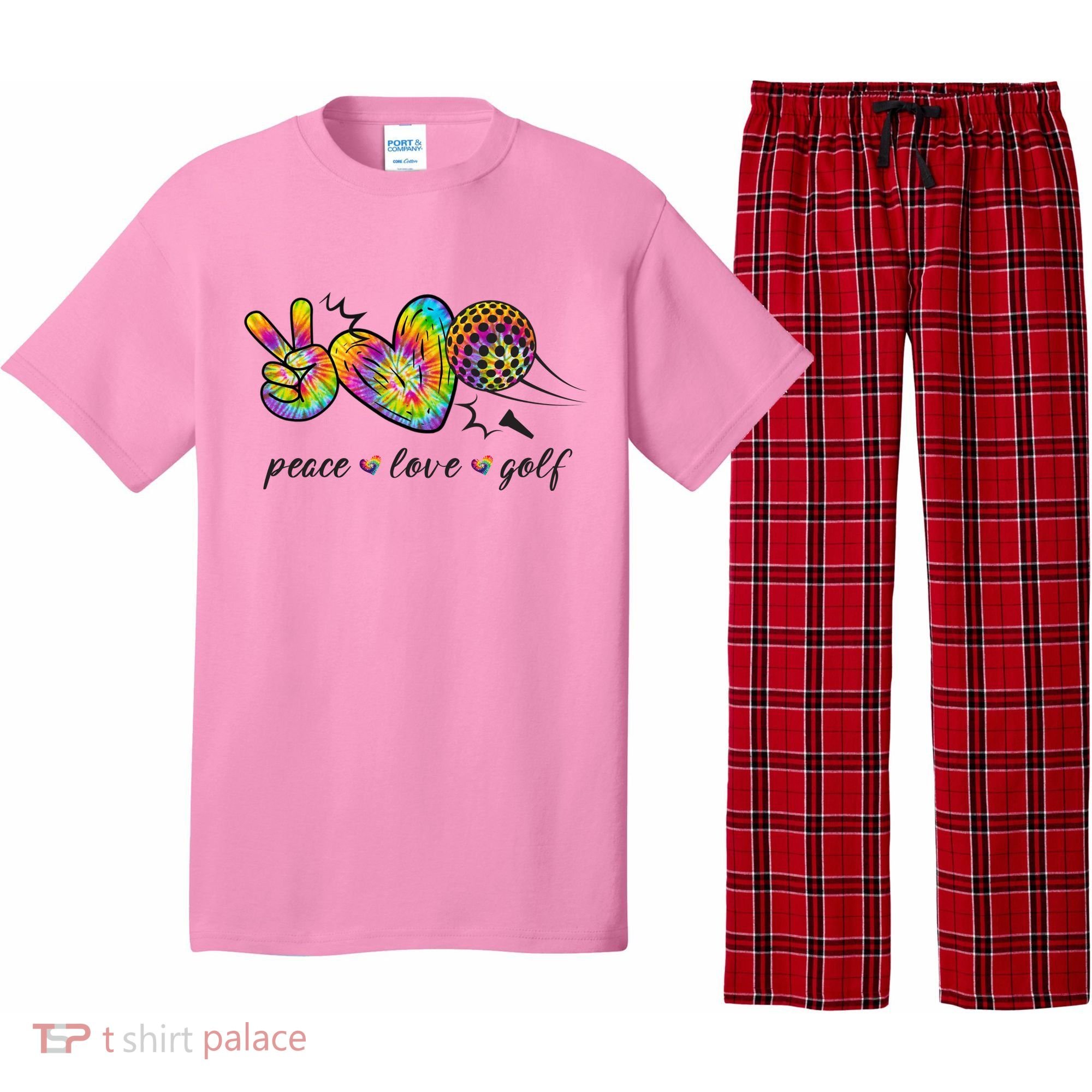 Peace Love Golf Rainbow Gift Pajama Set