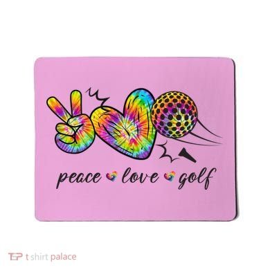Peace Love Golf Rainbow Gift Mousepad