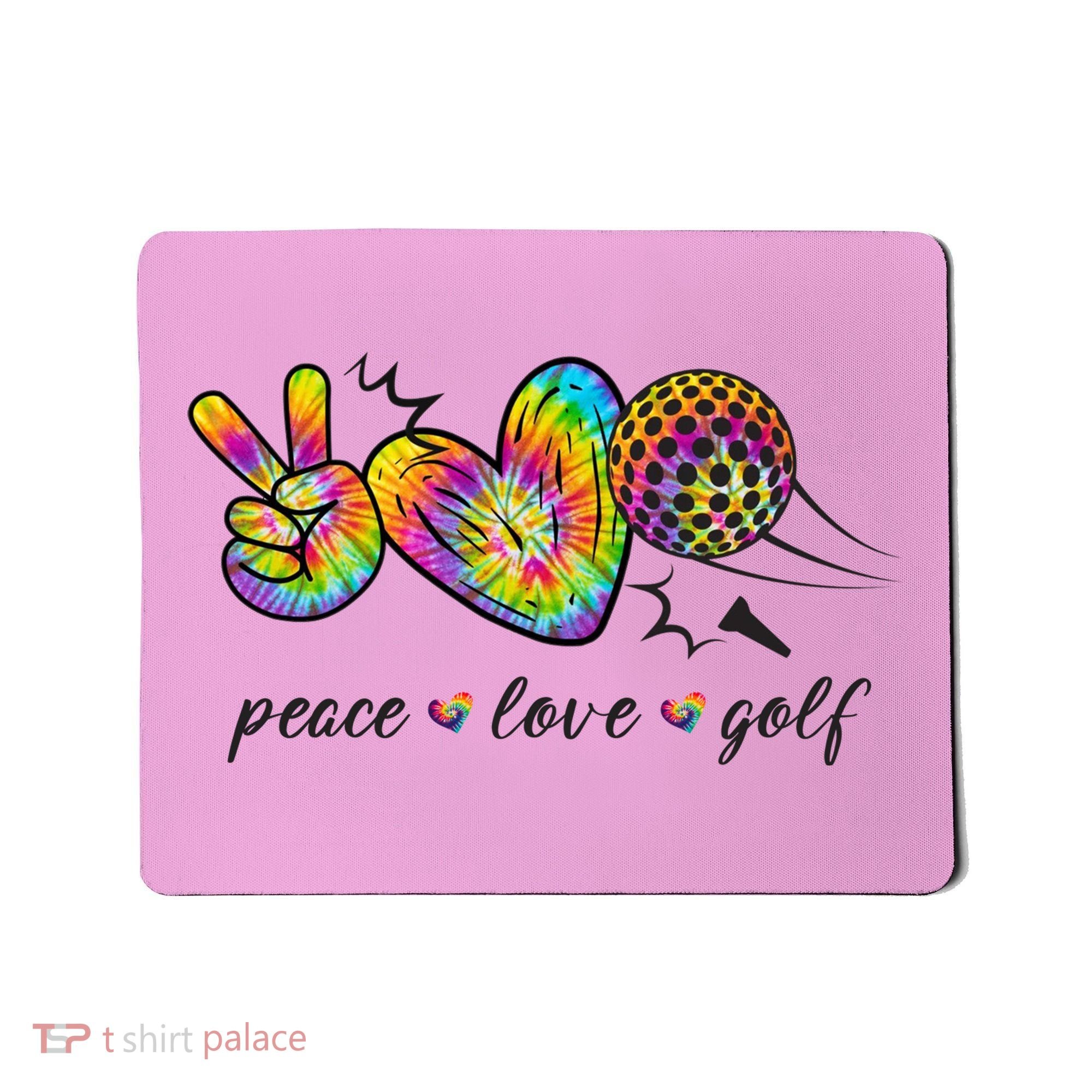 Peace Love Golf Rainbow Gift Mousepad