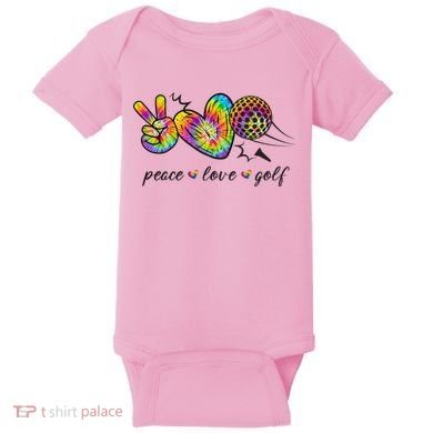 Peace Love Golf Rainbow Gift Baby Bodysuit