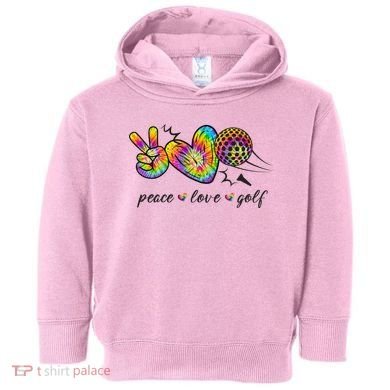 Peace Love Golf Rainbow Gift Toddler Hoodie