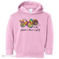 Peace Love Golf Rainbow Gift Toddler Hoodie thumb 0