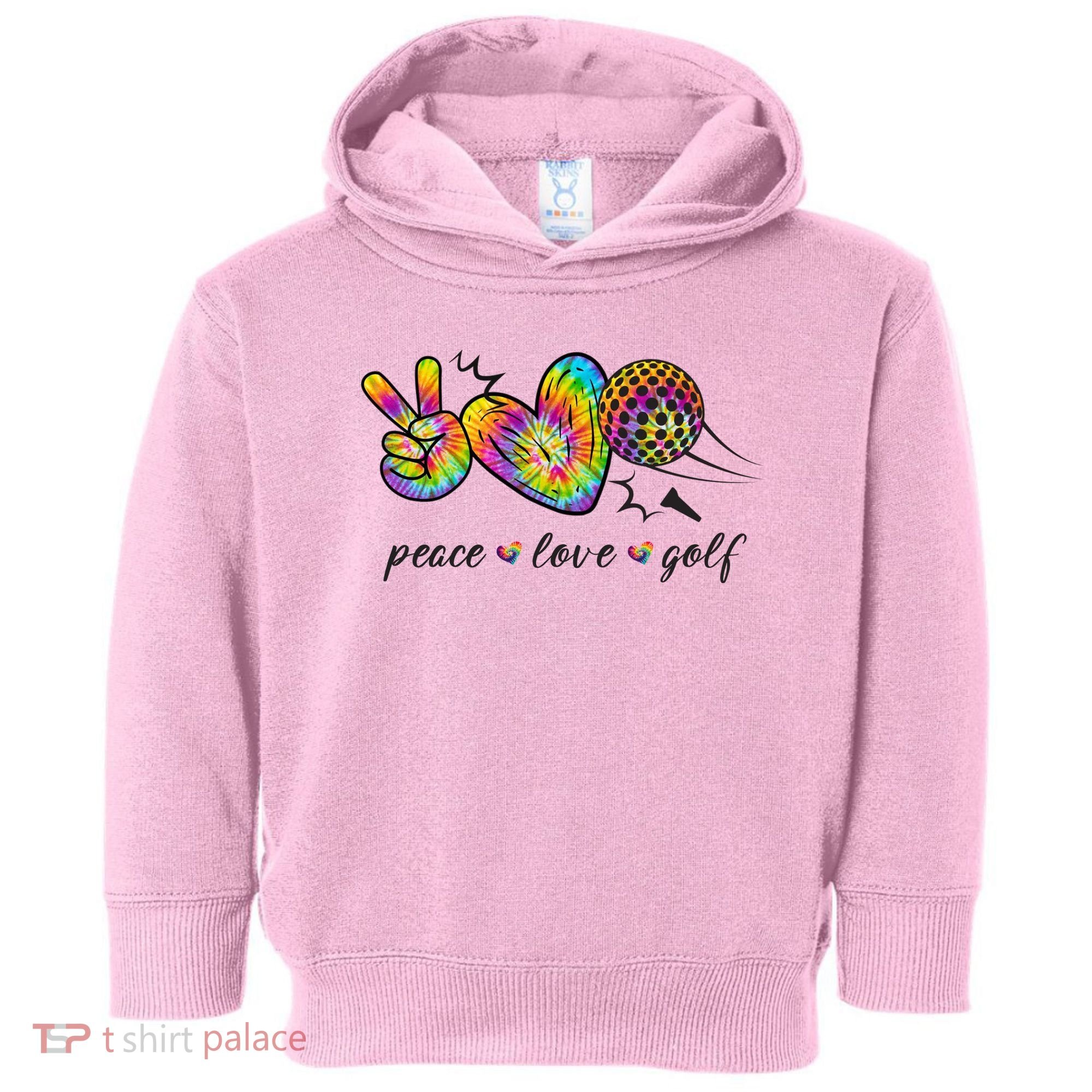 Peace Love Golf Rainbow Gift Toddler Hoodie