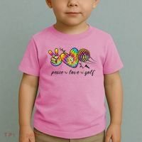 Peace Love Golf Rainbow Gift Toddler T-Shirt thumb 2