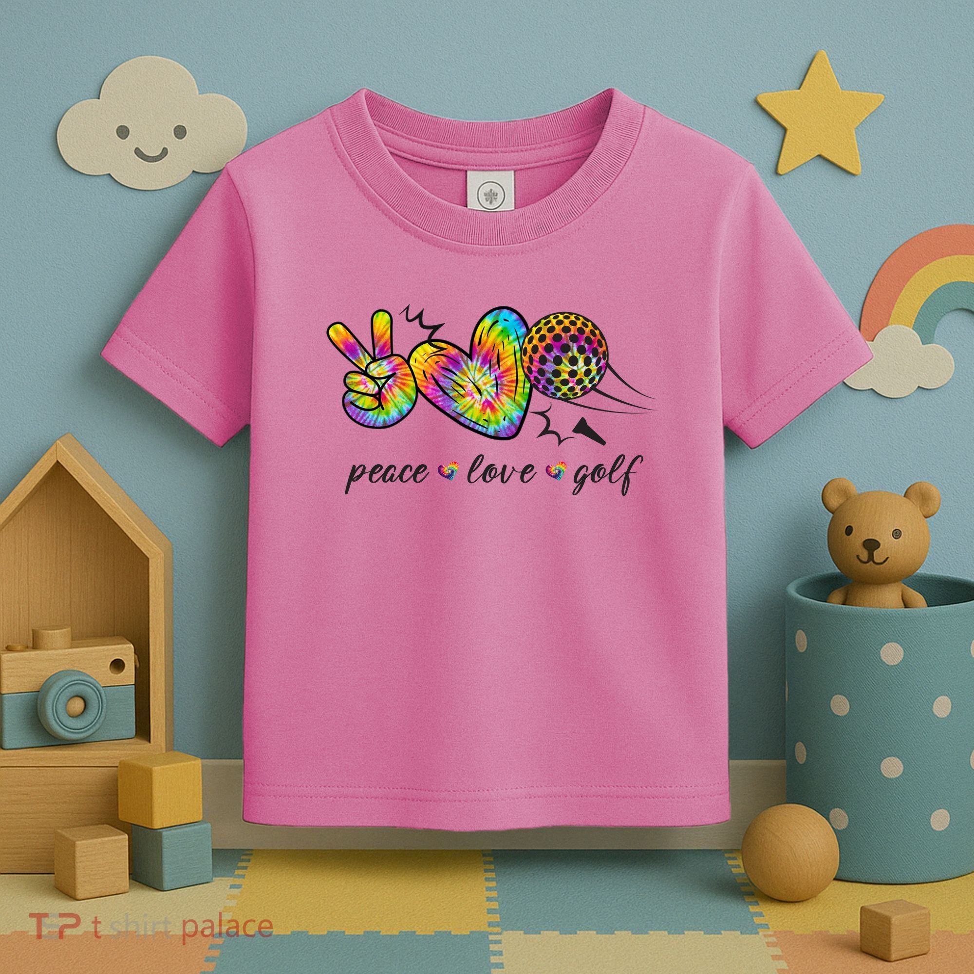 Peace Love Golf Rainbow Gift Toddler T-Shirt
