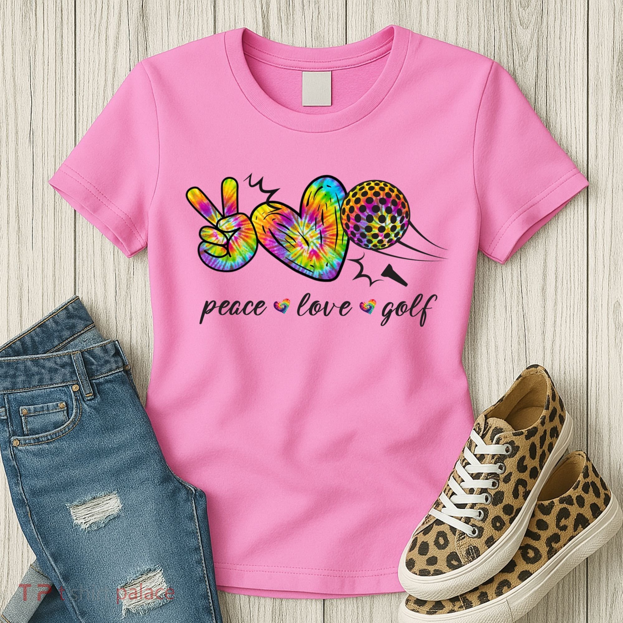 Peace Love Golf Rainbow Gift Women's T-Shirt