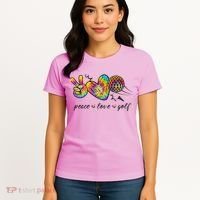 Peace Love Golf Rainbow Gift Women's T-Shirt thumb 4