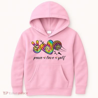 Peace Love Golf Rainbow Gift Kids Hoodie