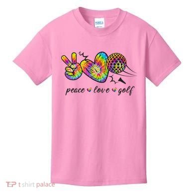 Peace Love Golf Rainbow Gift Kids T-Shirt
