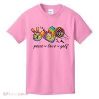 Peace Love Golf Rainbow Gift Kids T-Shirt thumb 0