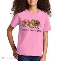 Peace Love Golf Rainbow Gift Kids T-Shirt thumb 2