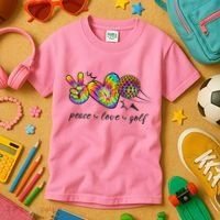 Peace Love Golf Rainbow Gift Kids T-Shirt thumb 3
