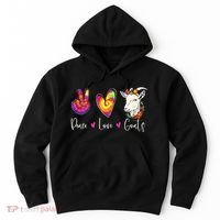Peace Love Goats Goat Whisperer Farm Animal Lover Farmer Hoodie thumb 0