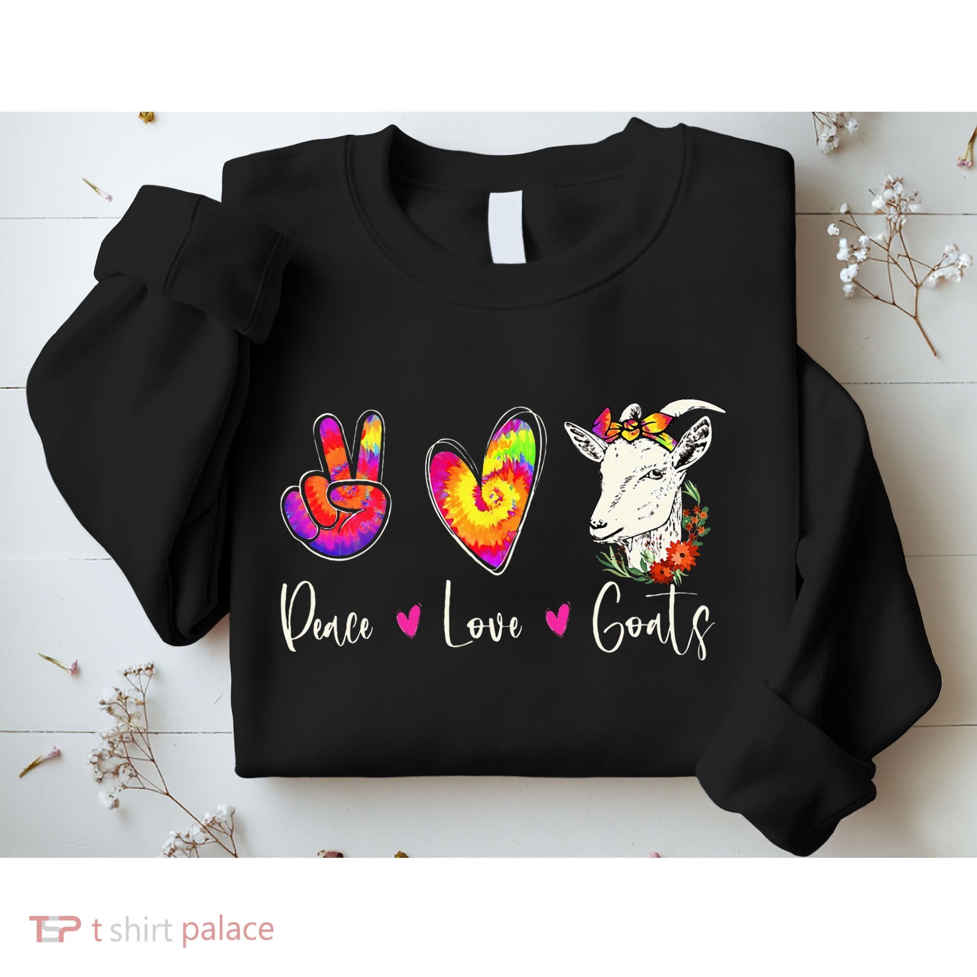 Peace Love Goats Goat Whisperer Farm Animal Lover Farmer Sweatshirt
