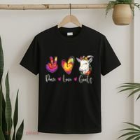 Peace Love Goats Goat Whisperer Farm Animal Lover Farmer T-Shirt thumb 2