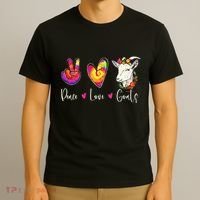 Peace Love Goats Goat Whisperer Farm Animal Lover Farmer T-Shirt thumb 3