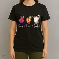 Peace Love Goats Goat Whisperer Farm Animal Lover Farmer T-Shirt thumb 4