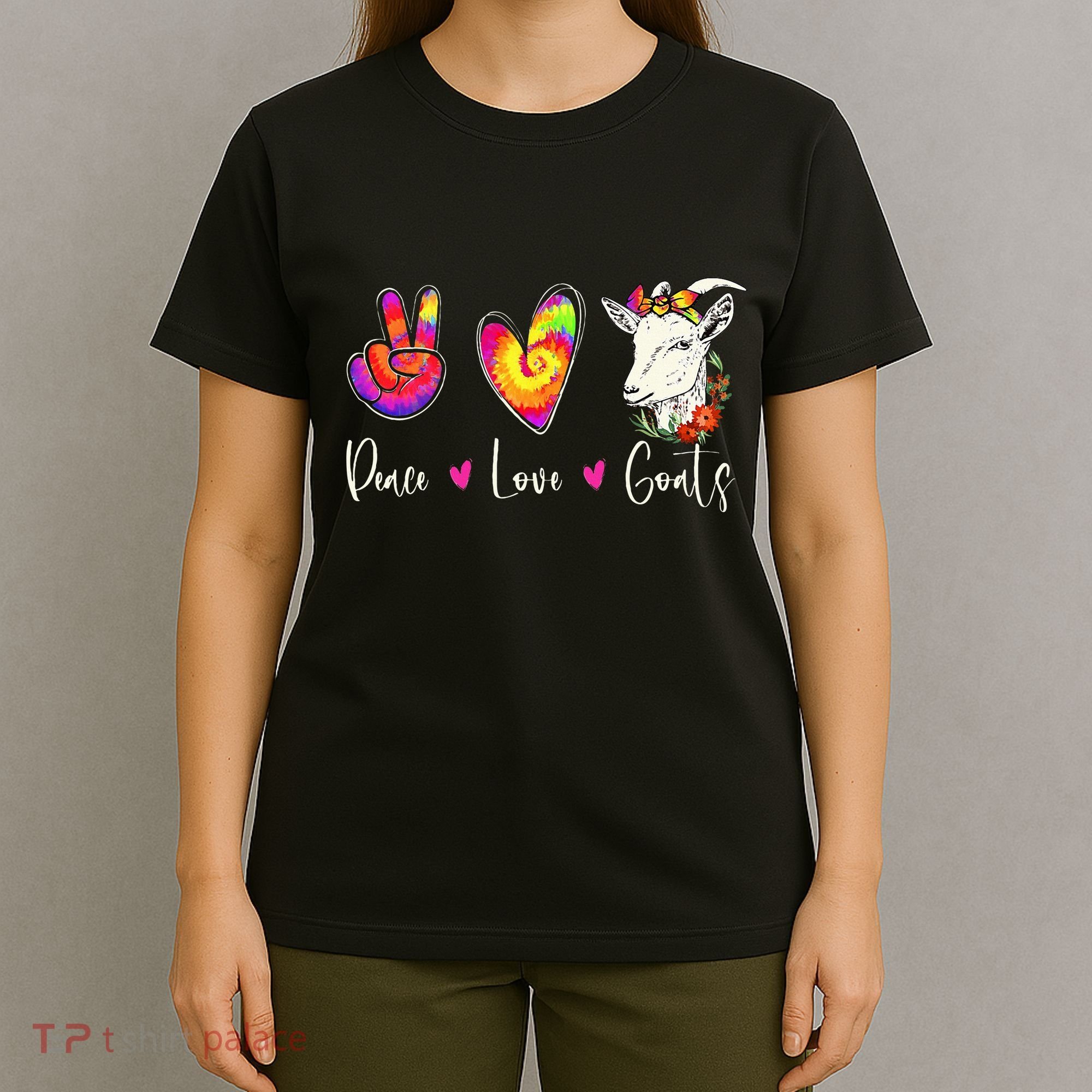 Peace Love Goats Goat Whisperer Farm Animal Lover Farmer T-Shirt