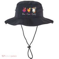 Peace Love Goats Goat Whisperer Farm Animal Lover Farmer Bucket Hat thumb 0