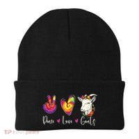 Peace Love Goats Goat Whisperer Farm Animal Lover Farmer Beanie thumb 0