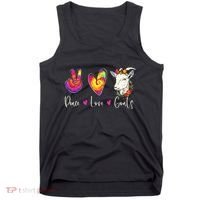 Peace Love Goats Goat Whisperer Farm Animal Lover Farmer Tank Top thumb 0