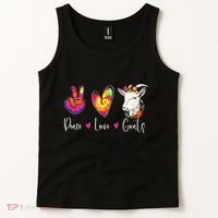 Peace Love Goats Goat Whisperer Farm Animal Lover Farmer Tank Top thumb 2