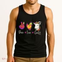 Peace Love Goats Goat Whisperer Farm Animal Lover Farmer Tank Top thumb 3