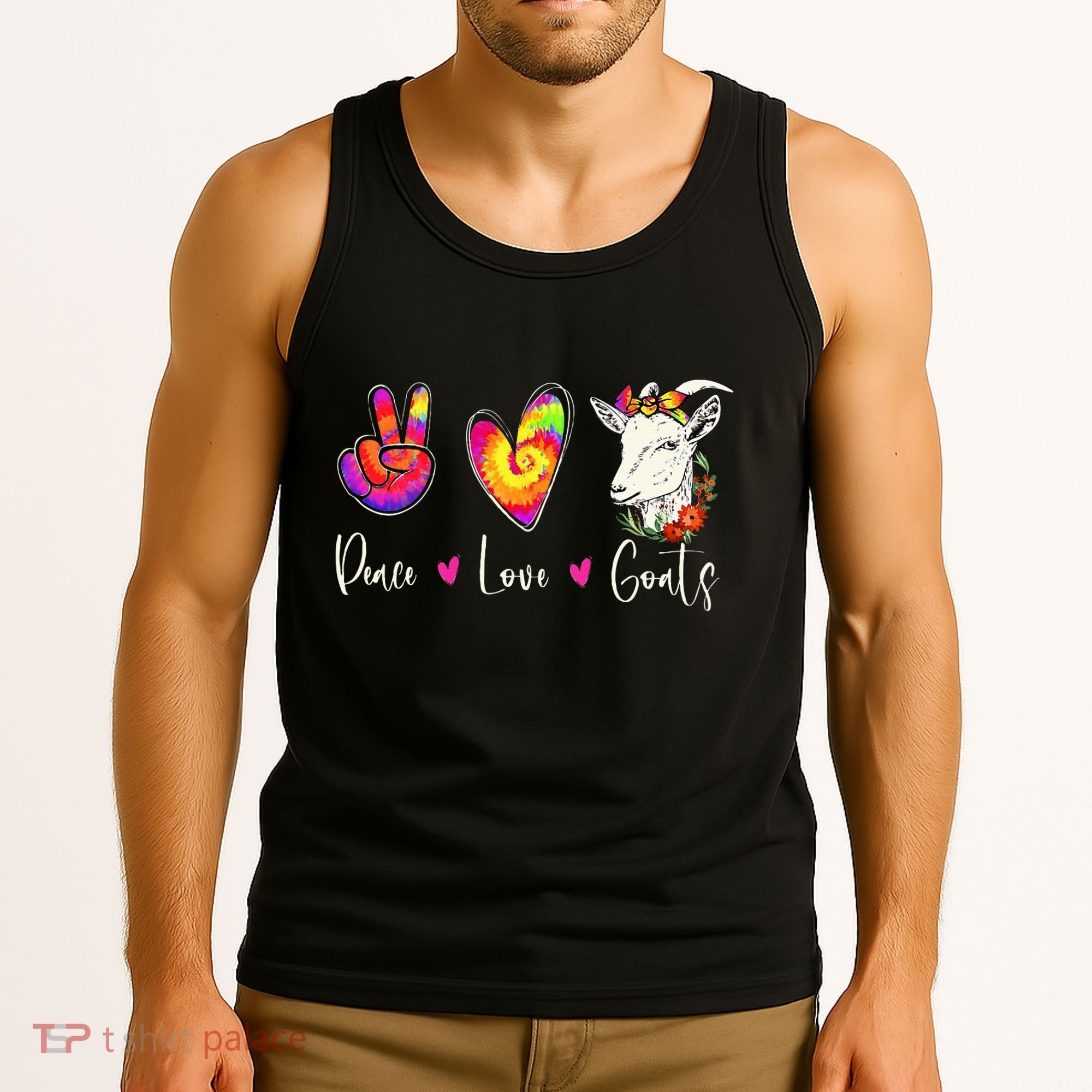 Peace Love Goats Goat Whisperer Farm Animal Lover Farmer Tank Top