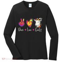 Peace Love Goats Goat Whisperer Farm Animal Lover Farmer Women's Long Sleeve Shirt thumb 0