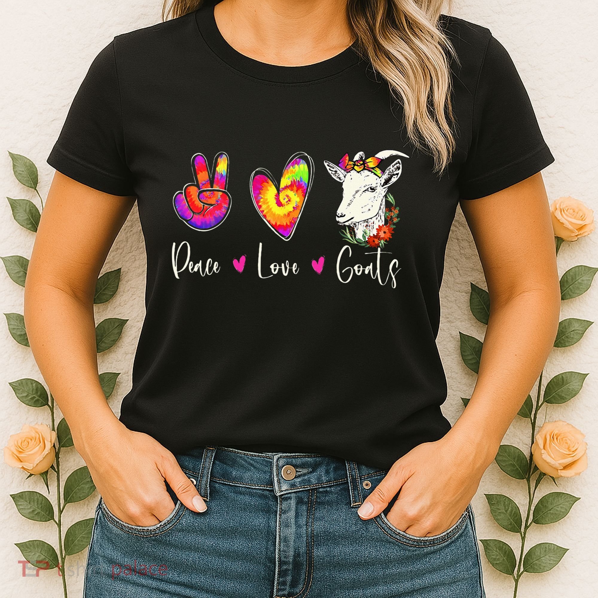 Peace Love Goats Goat Whisperer Farm Animal Lover Farmer Women's T-Shirt