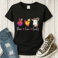 Peace Love Goats Goat Whisperer Farm Animal Lover Farmer Women's T-Shirt thumb 3