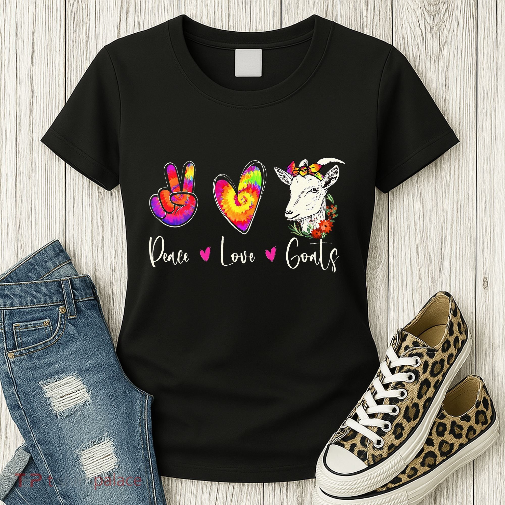 Peace Love Goats Goat Whisperer Farm Animal Lover Farmer Women's T-Shirt