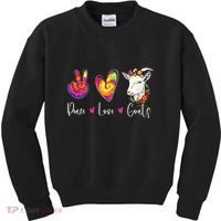 Peace Love Goats Goat Whisperer Farm Animal Lover Farmer Kids Sweatshirt thumb 0