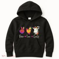 Peace Love Goats Goat Whisperer Farm Animal Lover Farmer Kids Hoodie thumb 0
