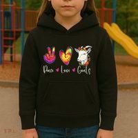 Peace Love Goats Goat Whisperer Farm Animal Lover Farmer Kids Hoodie thumb 3
