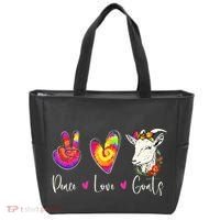 Peace Love Goats Goat Whisperer Farm Animal Lover Farmer Tote Bag thumb 0