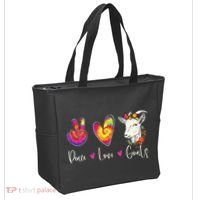 Peace Love Goats Goat Whisperer Farm Animal Lover Farmer Tote Bag thumb 2
