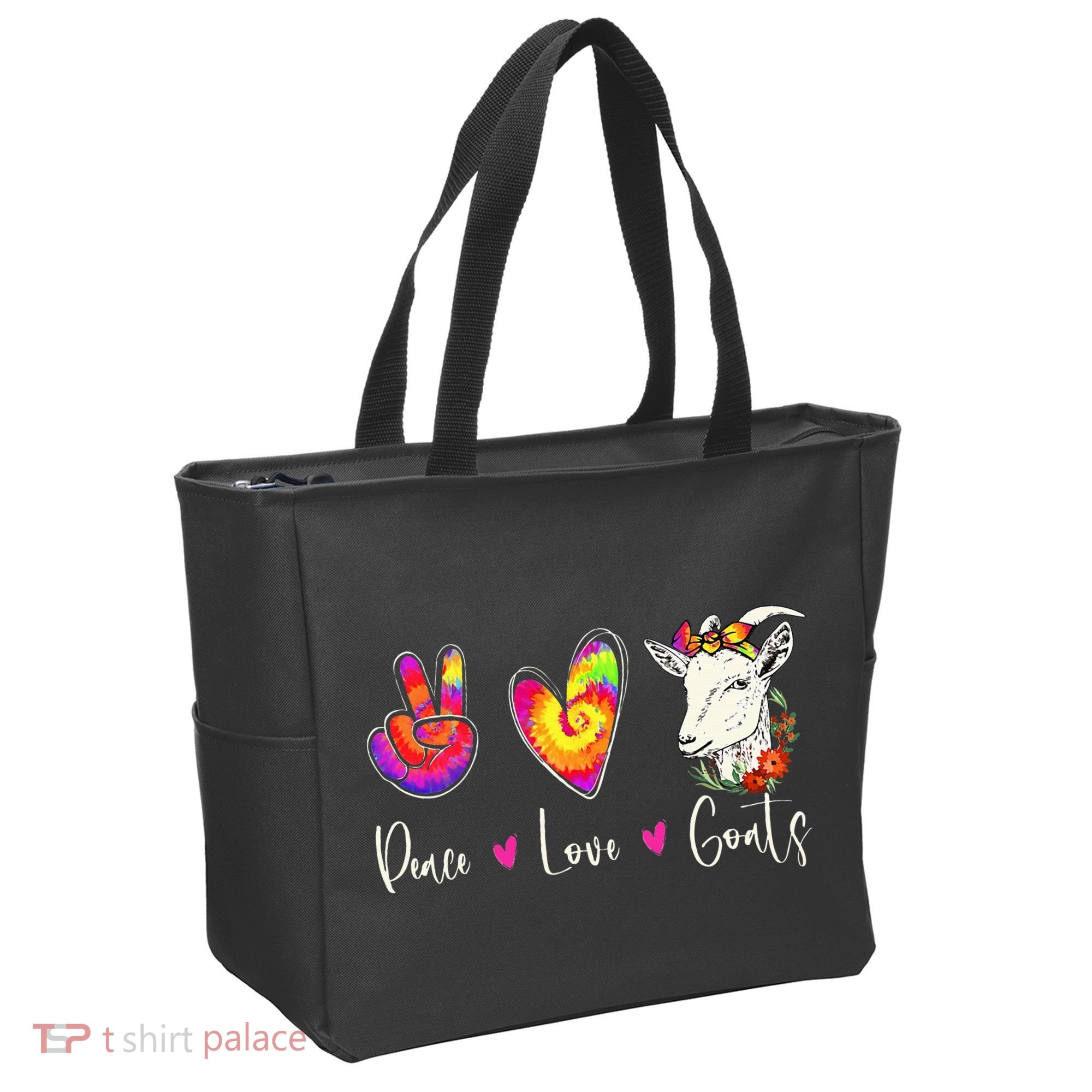 Peace Love Goats Goat Whisperer Farm Animal Lover Farmer Tote Bag
